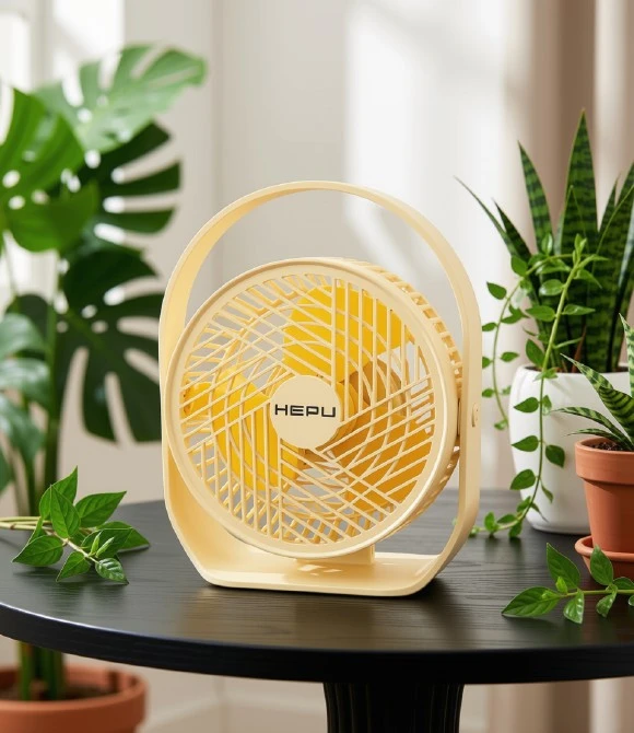 HP-F11 USB Şarjlı Sessiz Masaüstü Mini Fan Vantilatör Krem