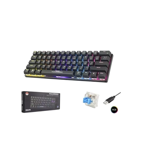 G509B Kablolu Oyuncu Mini Klavye Mekanik Blue Switch Rgb Q Siyah Hadron