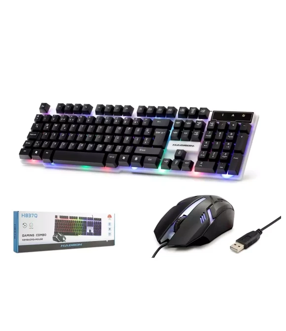 H837Q Kablolu Oyuncu Klavye Mouse Set Led Q Siyah Hadron