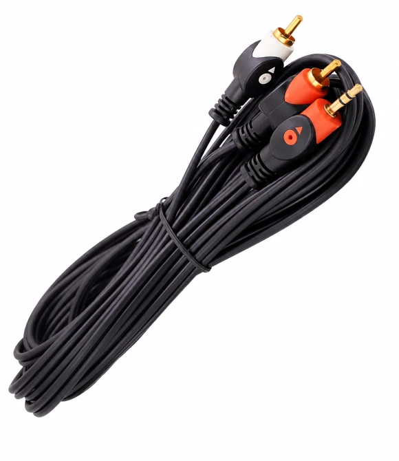 Powermaster 1. Kalite 2 RCA Erkek + 3.5 MM Stereo Erkek Gold 5 Metre Kablo
