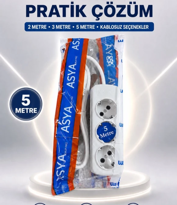 5 Metre Üçlü Priz