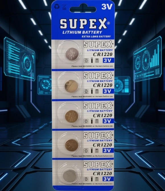 CR1220 3 Volt 5 Li Lityum Pil Saat Pili Düğme Pil Supex