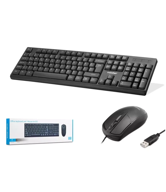 KM501 Kablolu Klavye ve Mouse Set Q Siyah Nodar
