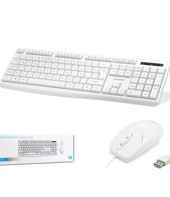 KM8519 Kablolu Klavye ve Mouse Set Q Beyaz Nodar