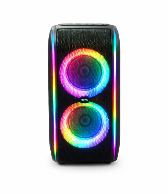 HP-978 Titan Series Taşınabilir Hoparlör – 2×6” Hoparlör, 30W RMS, RGB Işık, 1 Kablosuz Mikrofon + Kumanda