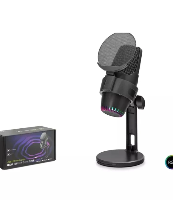 HADRON M9 Profesyonel Gaming RGB Mikrofon 48 kHz / 16 Bit Type-C - Siyah