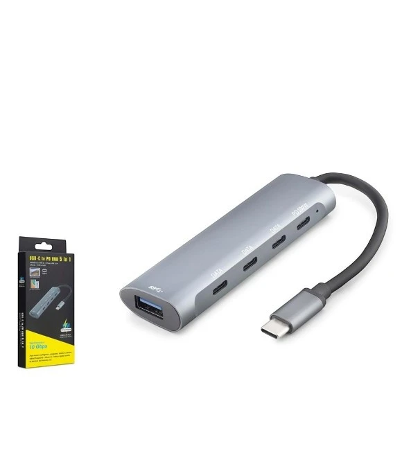 HADRON HDX7895 Type-C 3.2 Gen2 PD Hub 5 Port 10 Gbps 100W Gri