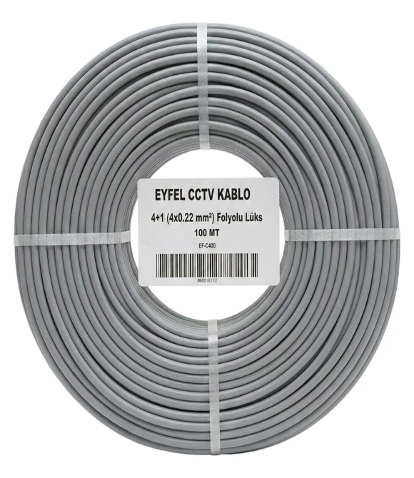 Eyfel EF-C400 4+1 2x0.22mm Folyolu 100 Metre CCTV Kamera Kablosu