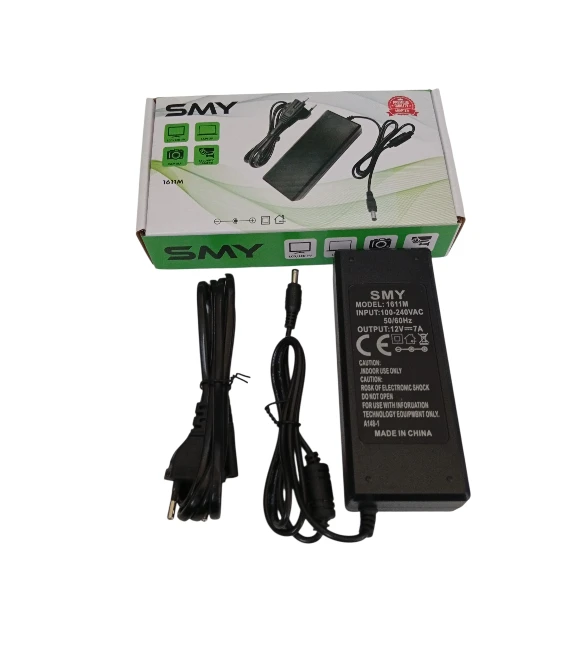 12 Volt - 7 Amper 5.5*2.5 Uçlu Plastik Kasa Masaüstü Adaptör 12V 7A