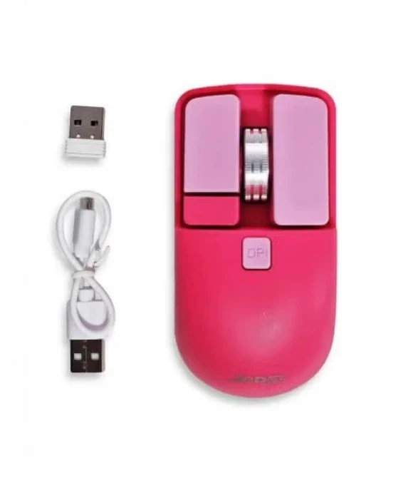 WD144 Kablosuz 5D Şarj edilebilir, Çift Modlu Bağlantı 2.4GHz, 1600 DPI Pembe Jedel