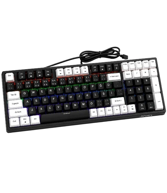 KL160 Blue Swtich Mekanik Klavye Mechanical Keyboard Beyaz Siyah Jedel