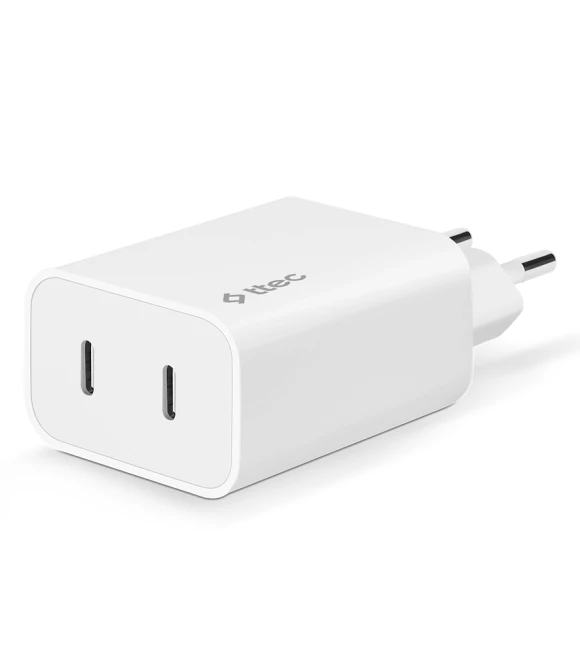 2SCS27B ttec SmartCharger Duo PD 40W Seyahat Hızlı Şarj Aleti USB-C + USB-C