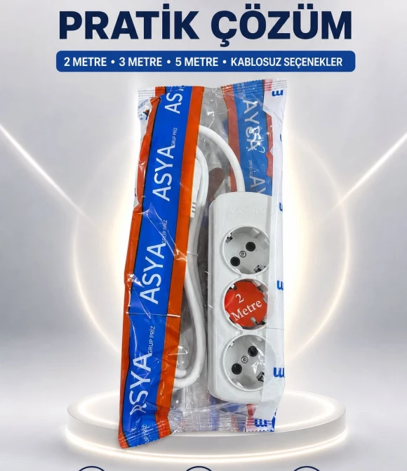 2 Metre Üçlü Priz