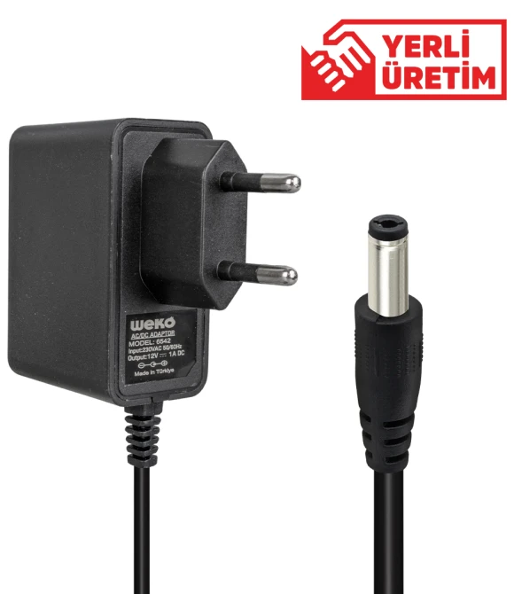 12 Volt 1 Amper 10 Watt Plastik Kasa Priz Tipi Adaptör (5.5x2.5 Uçlu)