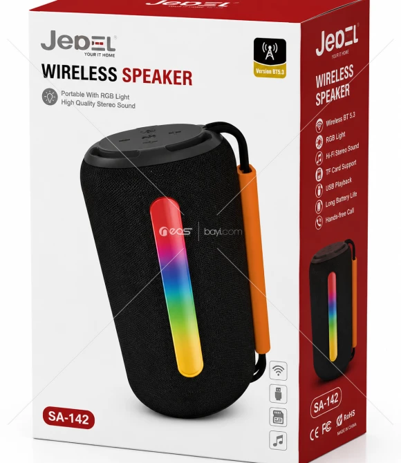 SA-142 RGB IŞIKLI TAŞINABİLİR BLUETOOTH HOPARLÖR – YÜKSEK KALİTELİ STEREO SES