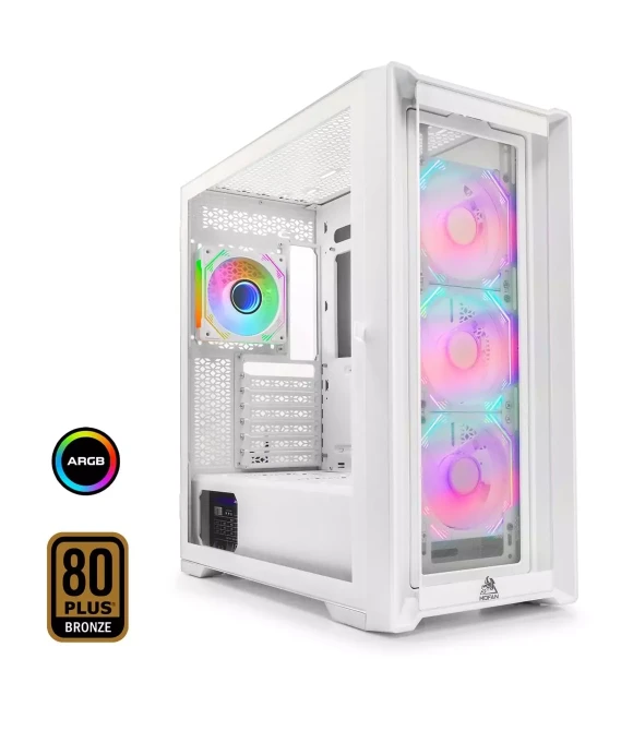 Mofan MF2902W Pc Gaming Kasa 360 Seri 80 Plus 850W Power Supply 4*Fan Beyaz