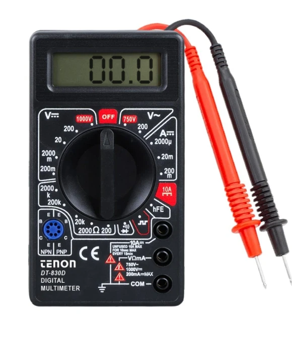 Tenon DT-830D Siyah DC/AC Voltaj Akım Ölçer Dijital Multimetre Ölçü Aleti