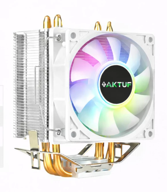 AK4X 12 Cm 4 Bakır Borulu İşlemci Soğutma Kule Tipi Fan Beyaz Aktuf