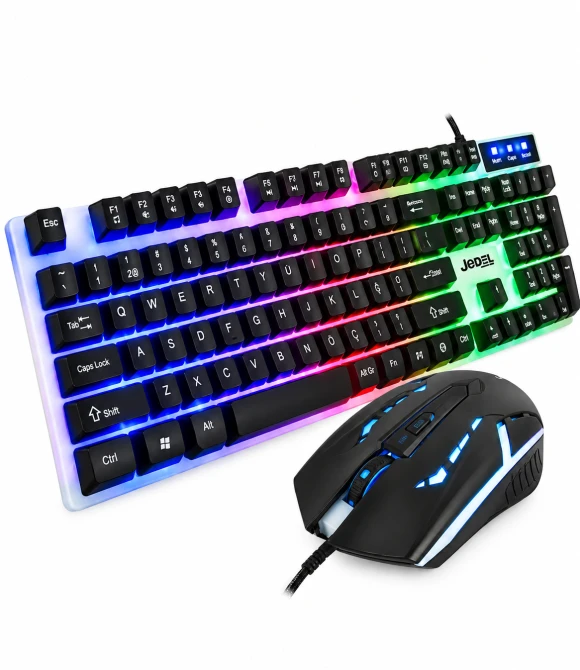 Jedel GK100 Oyuncu Işıklı Klavye Mouse Set