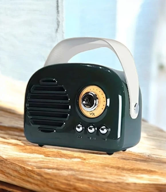 Kts-1682 Bluetooth Hoparlör Nostaljik Radyo Usb Tf Destekli Speaker Ses Bombası Yeşil