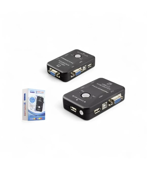 Hadron HDX1360 Vga Usb Kvm Switch 2 Giriş 1Çıkış Siyah