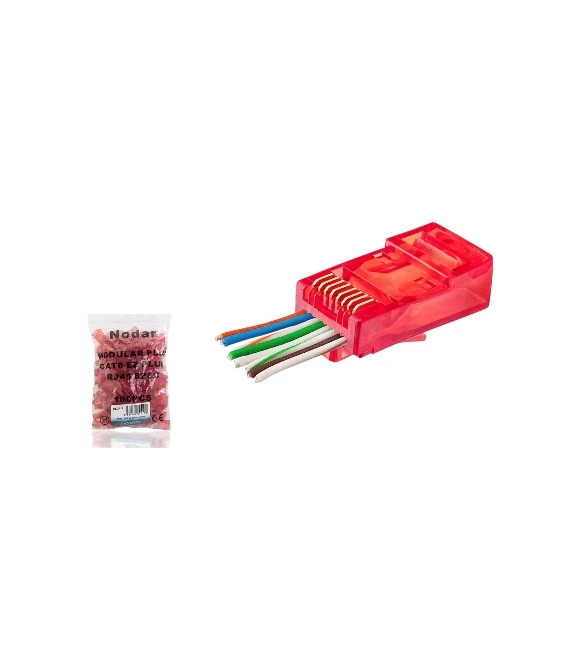 Nd2411 Cat6 Konnektör Ezrj45 100Lü Paket Kırmızı Nodar